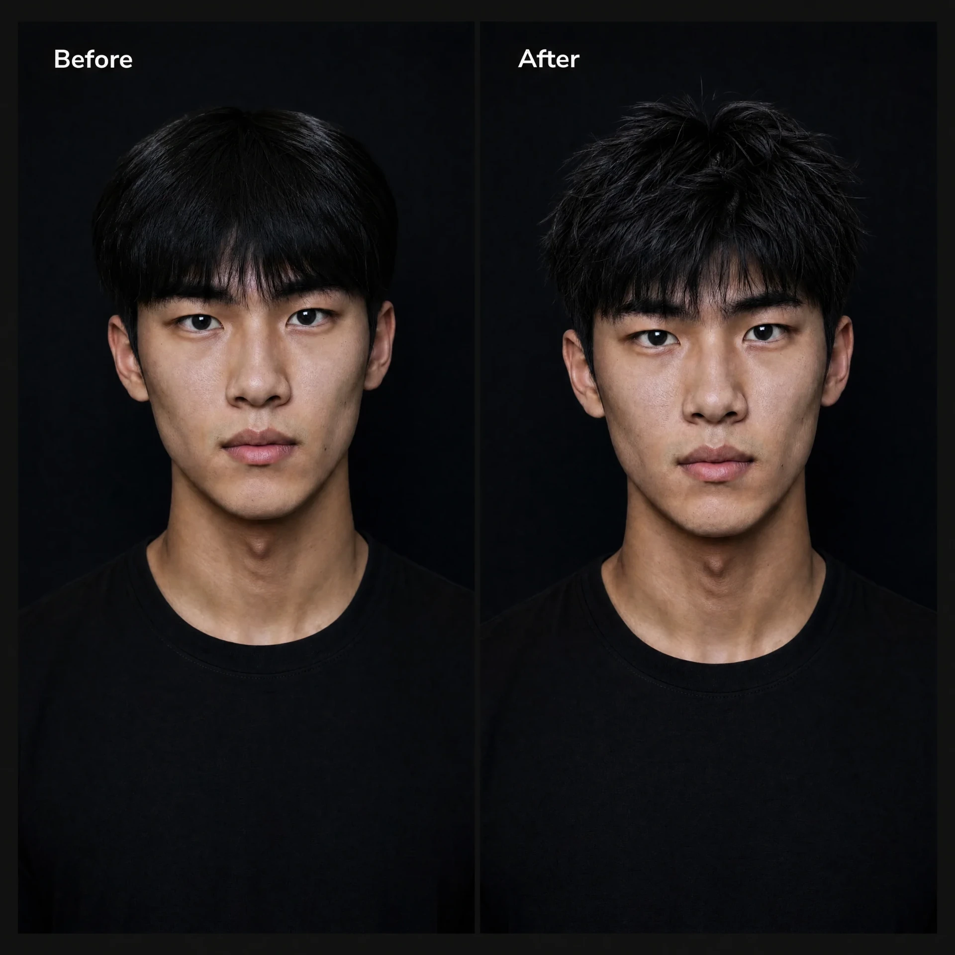 Before and after using the BlackMask routine