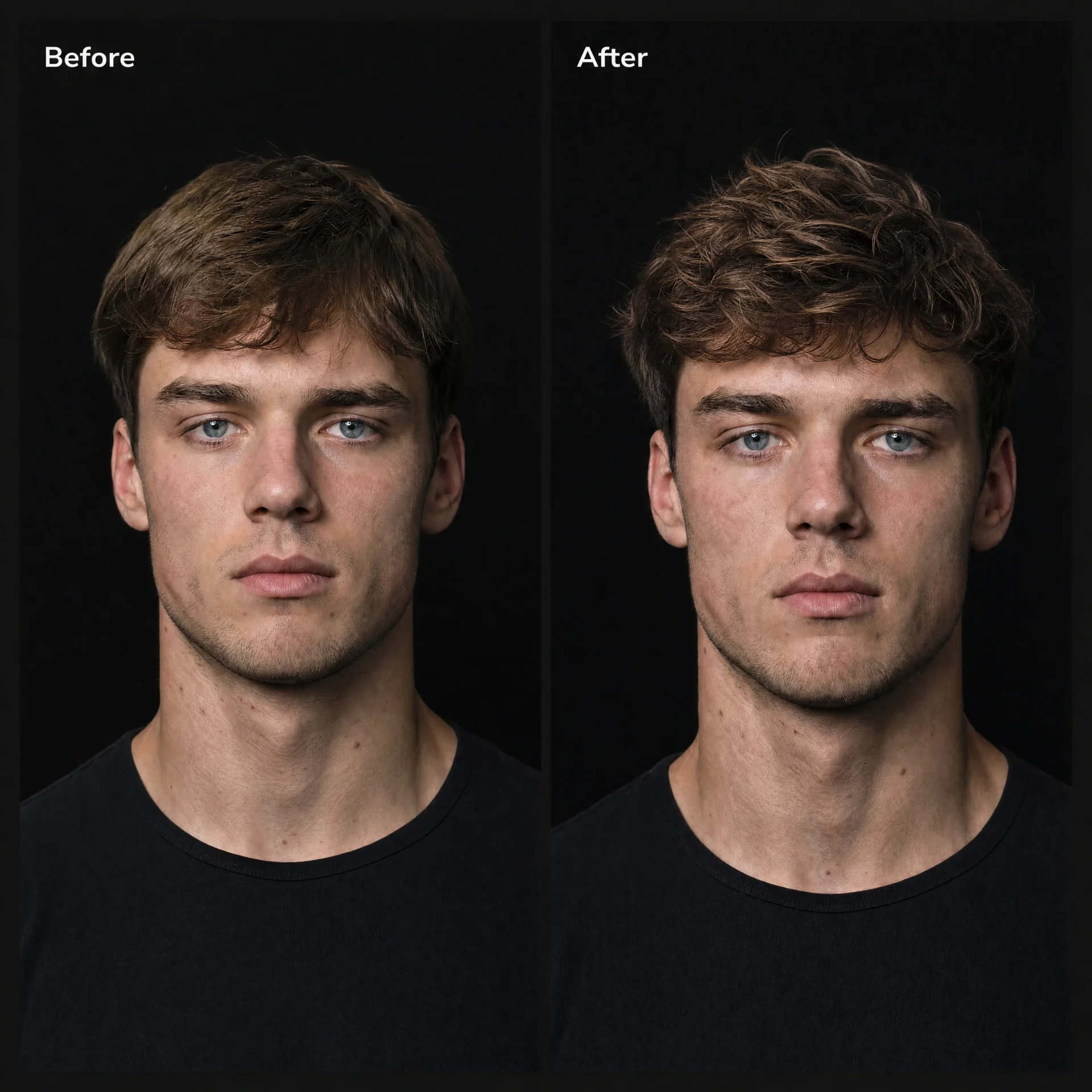 Before and after using the BlackMask routine